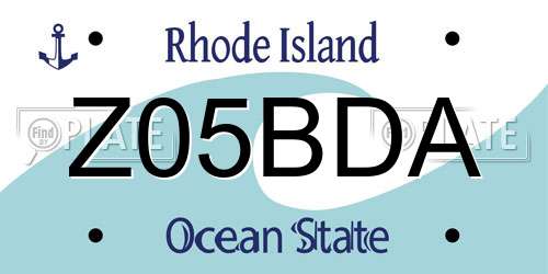 Z05BDA Rhode Island License Plate