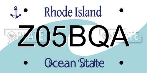 Z05BQA Rhode Island License Plate