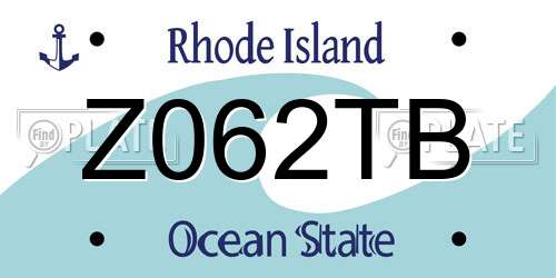 Z062TB Rhode Island License Plate