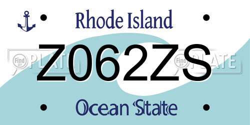 Z062ZS Rhode Island License Plate