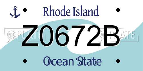 Z0672B Rhode Island License Plate