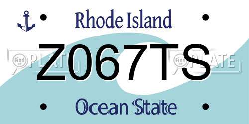 Z067TS Rhode Island License Plate