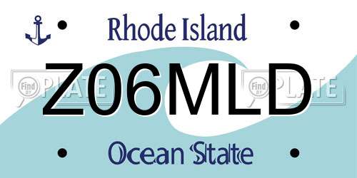 Z06MLD Rhode Island License Plate