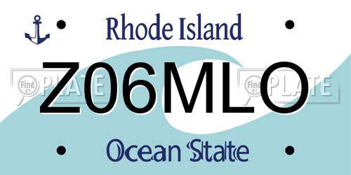 Z06MLO Rhode Island License Plate