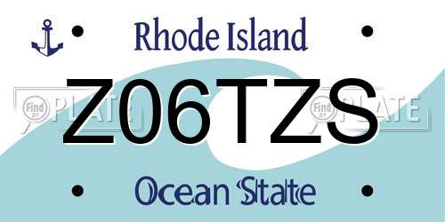 Z06TZS Rhode Island License Plate