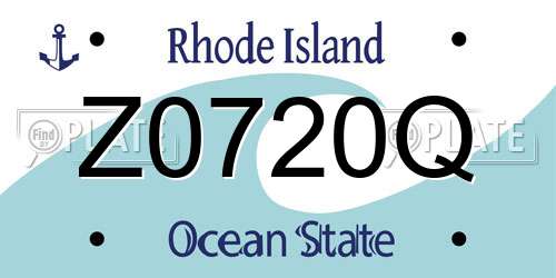 Z0720Q Rhode Island License Plate