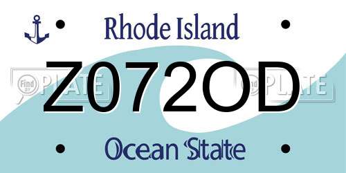 Z072OD Rhode Island License Plate
