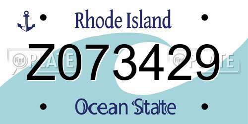 Z073429 Rhode Island License Plate