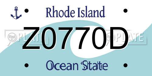 Z0770D Rhode Island License Plate