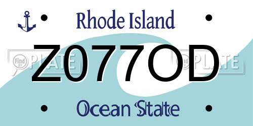 Z077OD Rhode Island License Plate