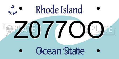 Z077OO Rhode Island License Plate