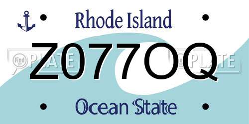Z077OQ Rhode Island License Plate