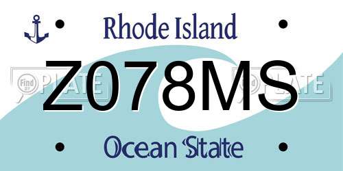 Z078MS Rhode Island License Plate