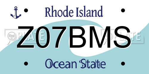 Z07BMS Rhode Island License Plate