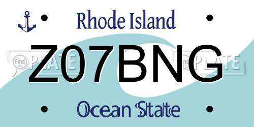 Z07BNG Rhode Island License Plate