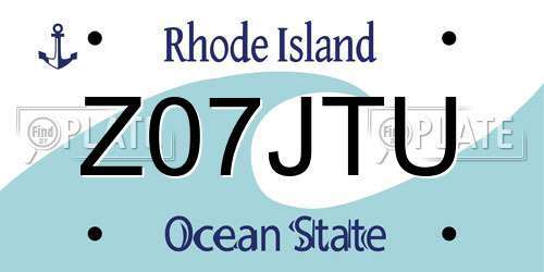 Z07JTU Rhode Island License Plate