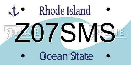 Z07SMS Rhode Island License Plate