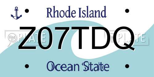 Z07TDQ Rhode Island License Plate