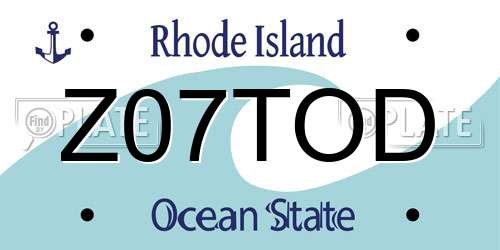 Z07TOD Rhode Island License Plate