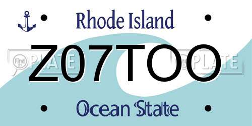 Z07TOO Rhode Island License Plate