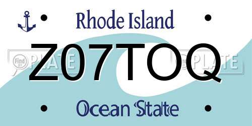 Z07TOQ Rhode Island License Plate