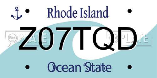 Z07TQD Rhode Island License Plate