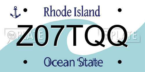Z07TQQ Rhode Island License Plate