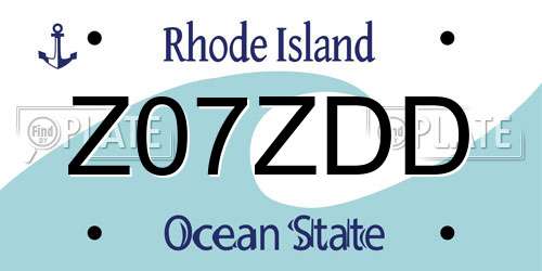 Z07ZDD Rhode Island License Plate