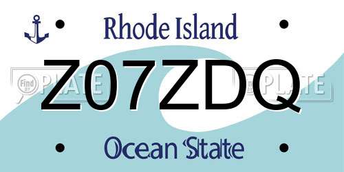 Z07ZDQ Rhode Island License Plate