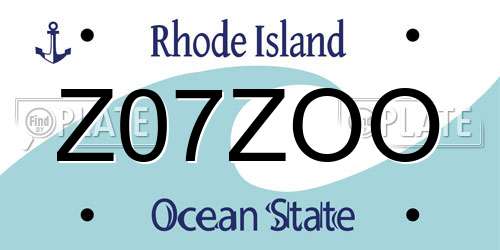 Z07ZOO Rhode Island License Plate