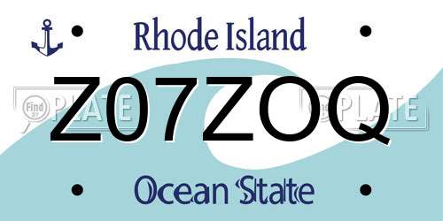 Z07ZOQ Rhode Island License Plate