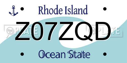 Z07ZQD Rhode Island License Plate