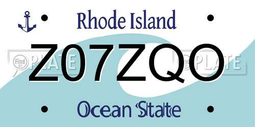 Z07ZQO Rhode Island License Plate