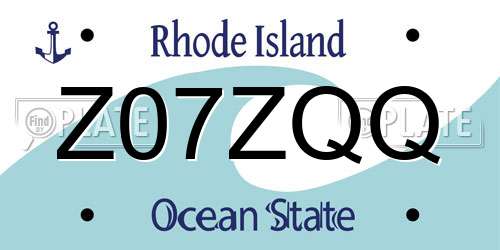 Z07ZQQ Rhode Island License Plate