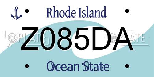 Z085DA Rhode Island License Plate