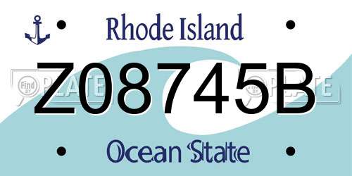 Z08745B Rhode Island License Plate