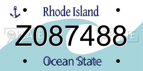 Z087488 Rhode Island License Plate
