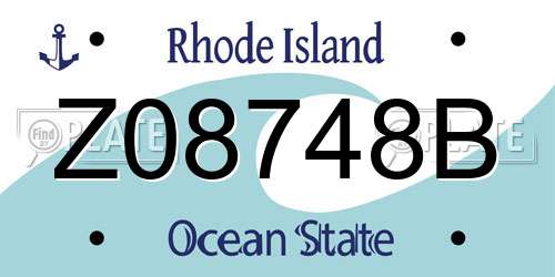 Z08748B Rhode Island License Plate