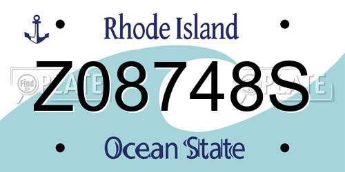 Z08748S Rhode Island License Plate