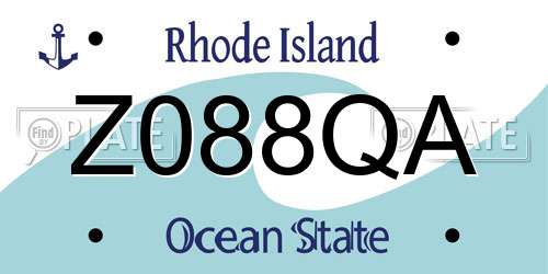 Z088QA Rhode Island License Plate