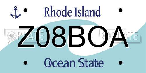 Z08BOA Rhode Island License Plate