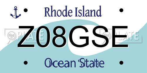 Z08GSE Rhode Island License Plate
