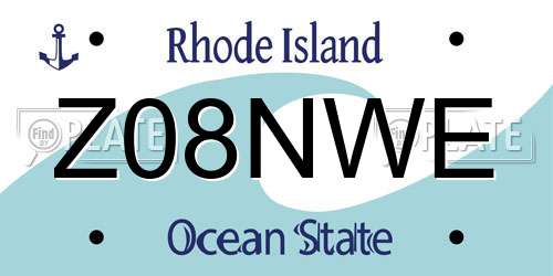 Z08NWE Rhode Island License Plate