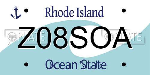 Z08SOA Rhode Island License Plate