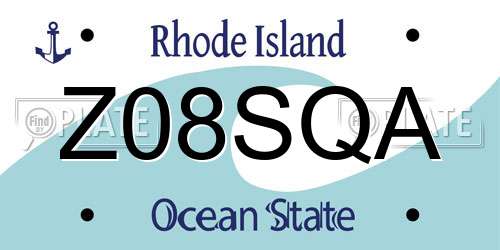 Z08SQA Rhode Island License Plate