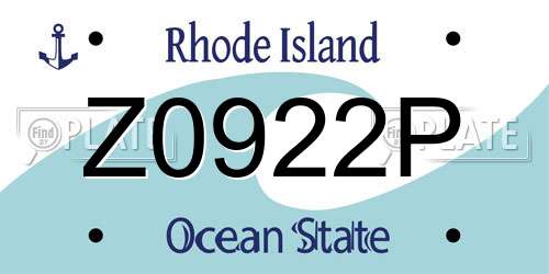 Z0922P Rhode Island License Plate