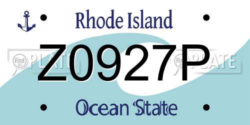 Z0927P Rhode Island License Plate