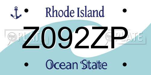 Z092ZP Rhode Island License Plate