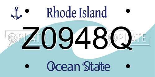 Z0948Q Rhode Island License Plate