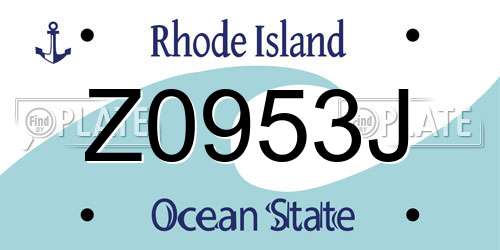Z0953J Rhode Island License Plate